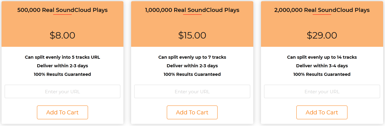 soundcloud plays packages